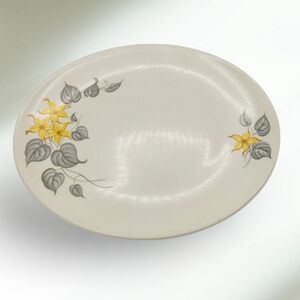 Vintage Knowles Yellow Jasmine Platter Serving Plate Yellow Flower Gray Leaf